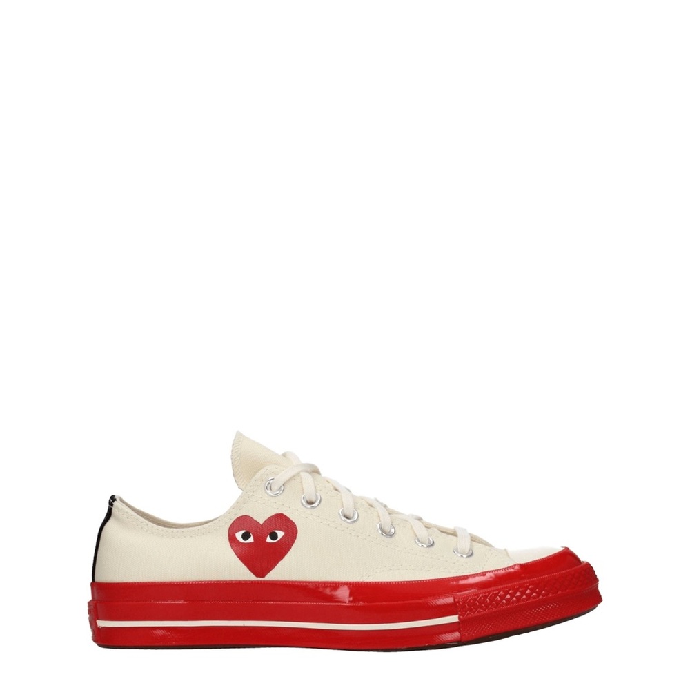Converse Cream and Red Heart Sneakers